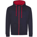 Varsity Contrast Zip Hoodie